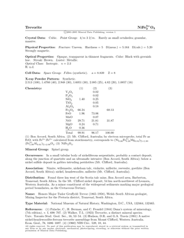 Trevorite Nife2 O4 C 2001-2005 Mineral Data Publishing, Version 1