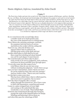 Dante Alighieri, Inferno, Translated by John Ciardi Canto 5