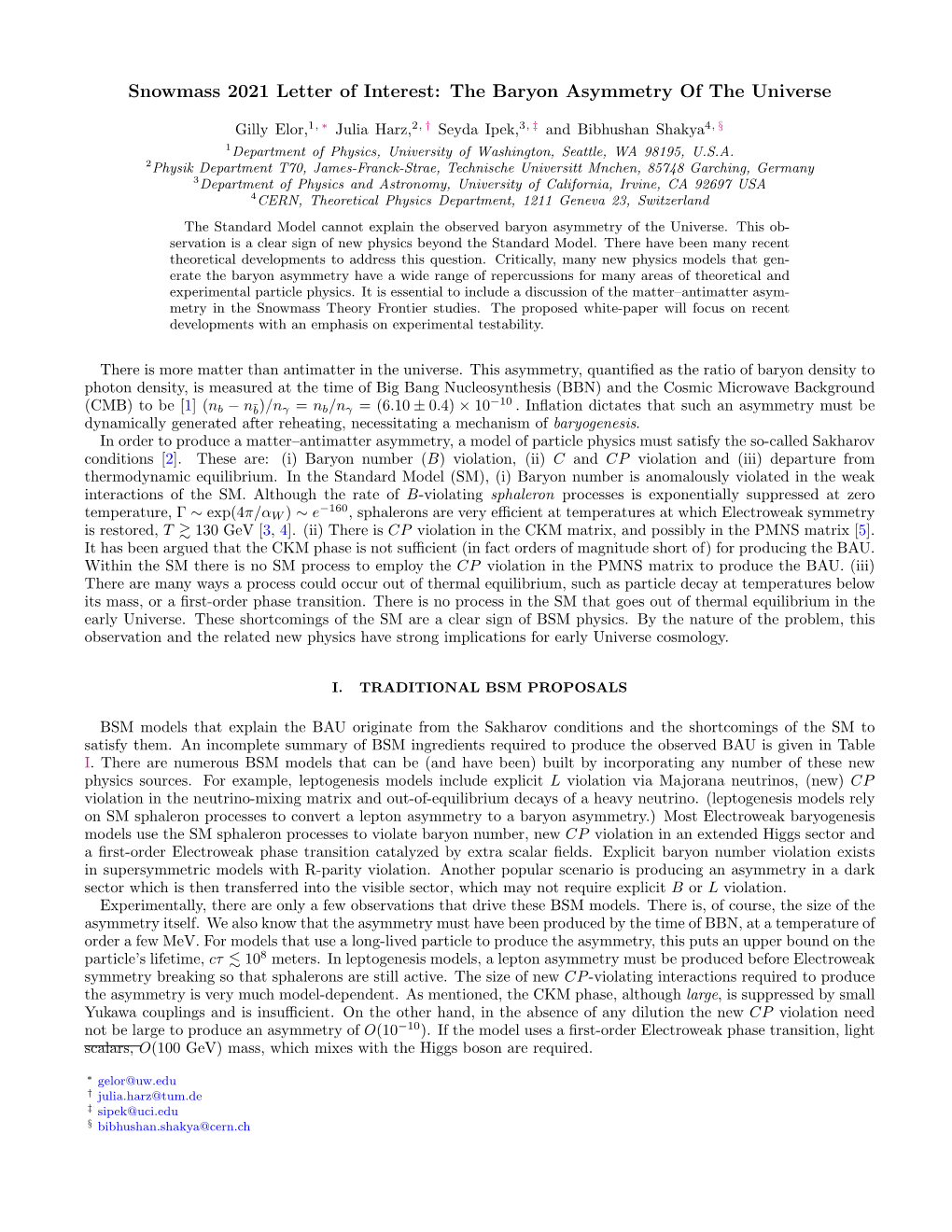 Snowmass 2021 Letter of Interest: the Baryon Asymmetry of the Universe