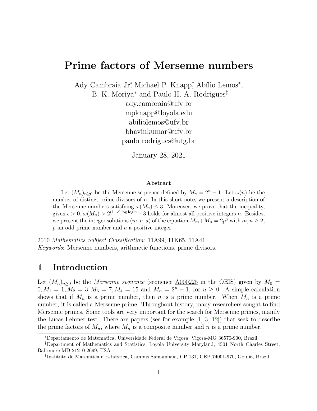 Prime Factors of Mersenne Numbers