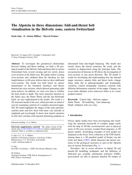 The Alpstein in Three Dimensions: Fold-And-Thrust Belt Visualization in the Helvetic Zone, Eastern Switzerland