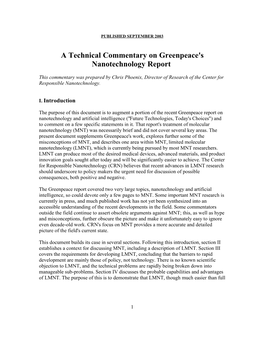 Technical Commentary on Greenpeace Report