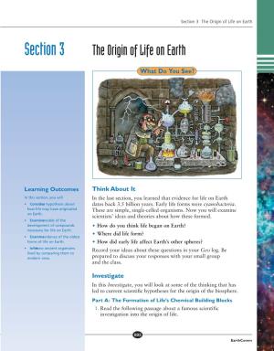 Section 3 the Origin of Life on Earth