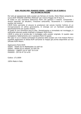 Ecm Polini Per Piaggio Vespa - Liberty 50 4T Euro 4: All in One Di Polini