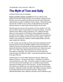 The Myth of Tom and Sally by Kathryn Moore and D