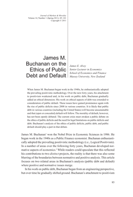 James M. Buchanan on the Ethics of Public Debt and Default