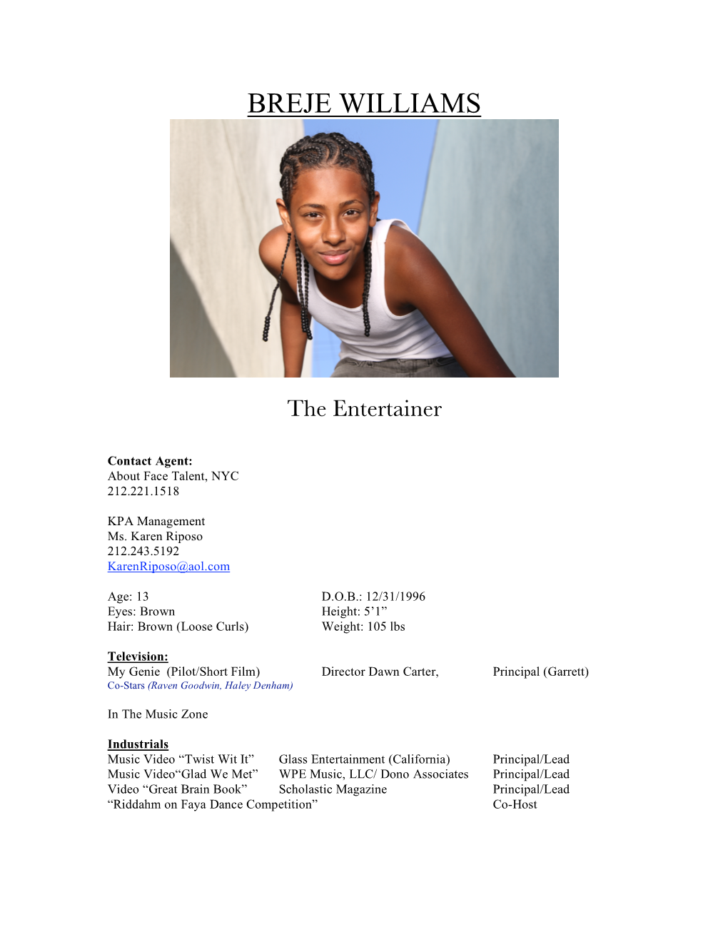 Acting Resume 2 2010