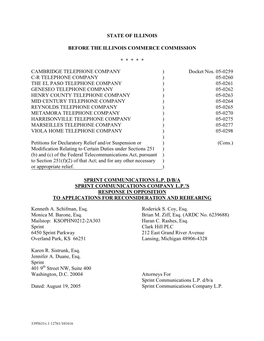 ICC Docket No. 05-0259 Et Al