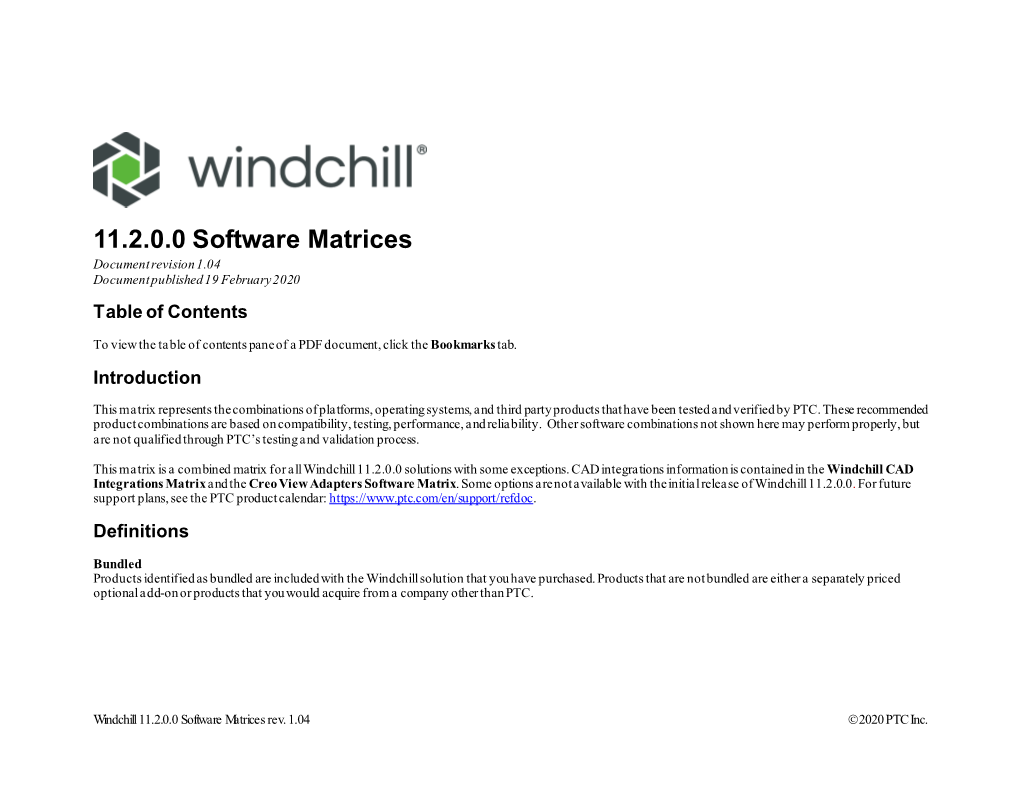 Windchill 11.2 Software Matrices