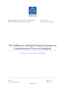 The Influence of Rapid Transit Systems on Condominium Prices in Bangkok