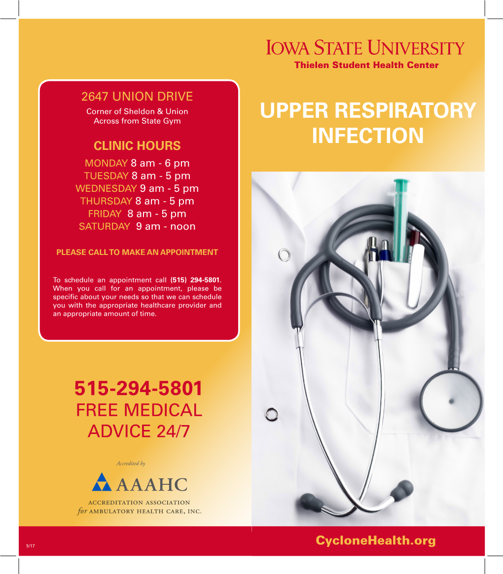 UPPER RESPIRATORY INFECTION Keeping Campus Healthy