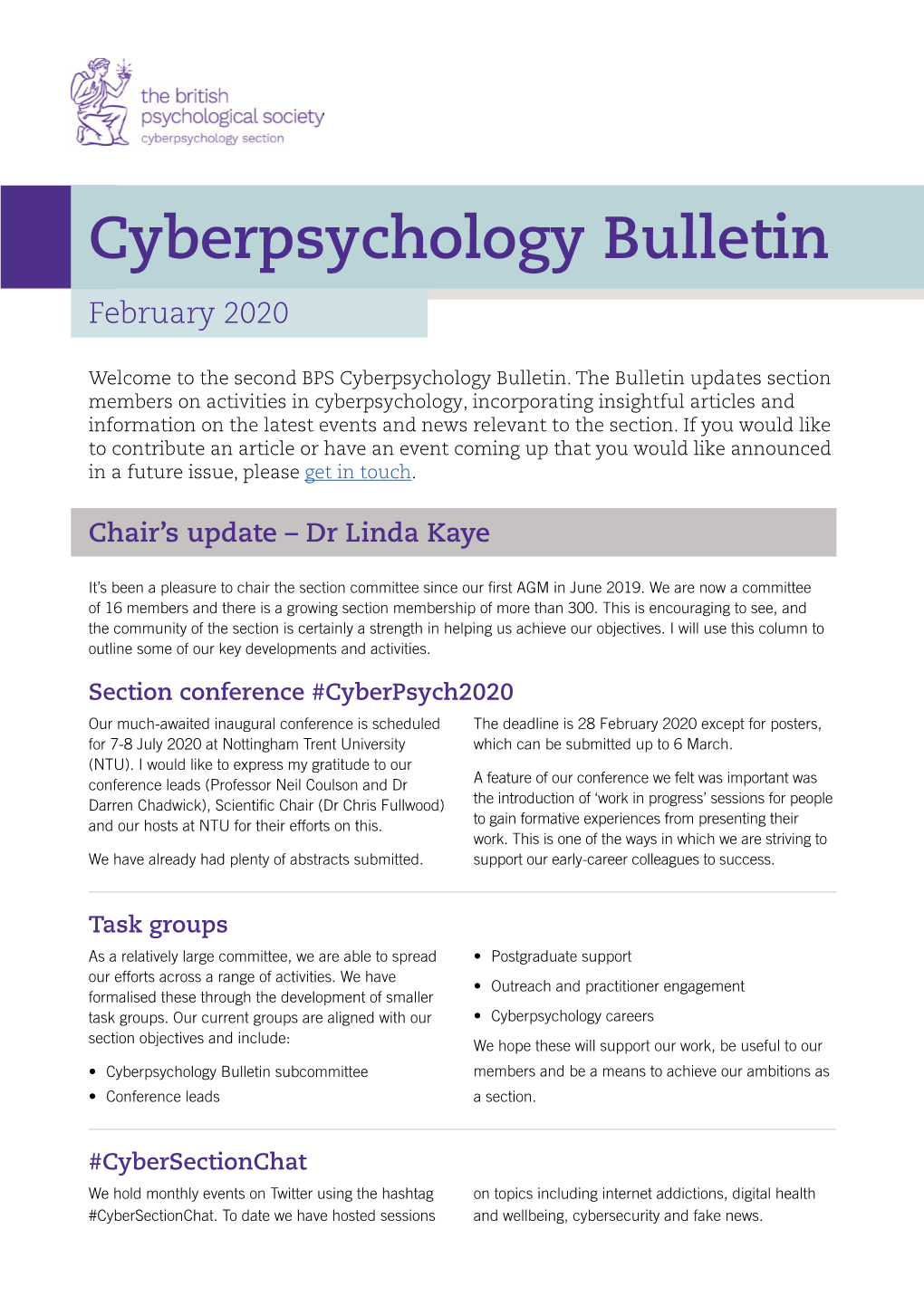 Cyberpsychology Newsletter
