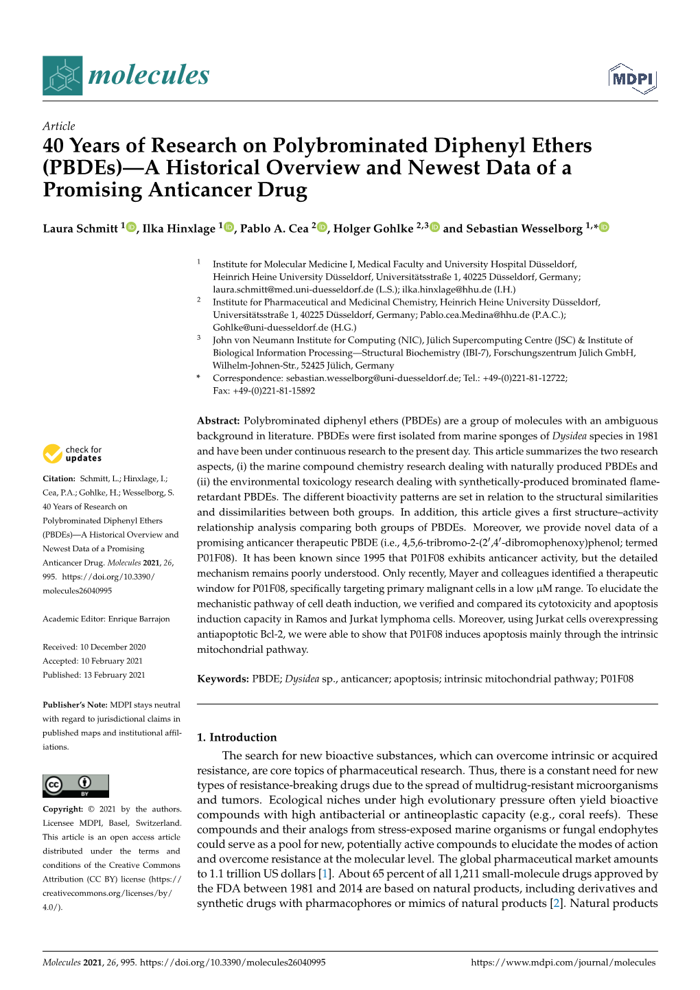 Pbdes)—A Historical Overview and Newest Data of a Promising Anticancer Drug