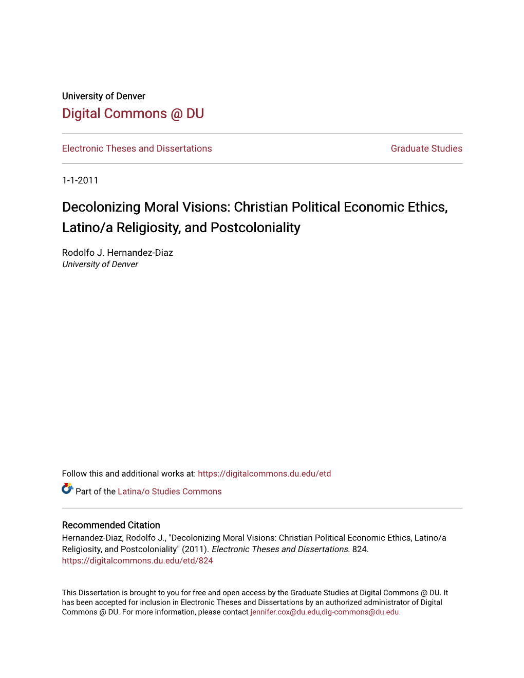 Christian Political Economic Ethics, Latino/A Religiosity, and Postcoloniality