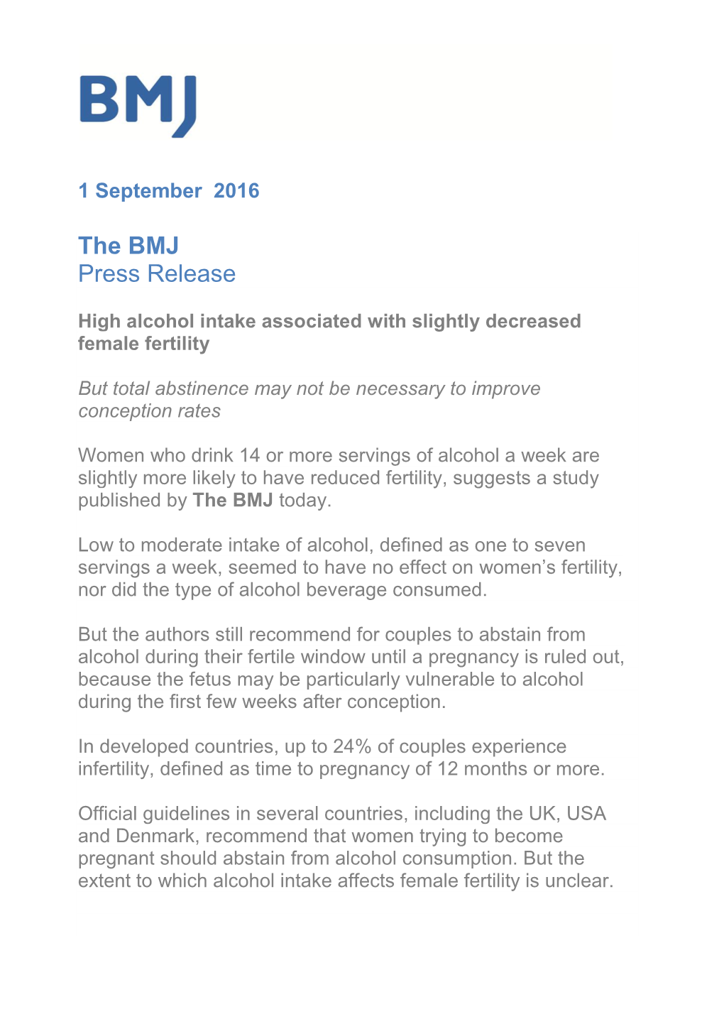 The BMJ Press Release