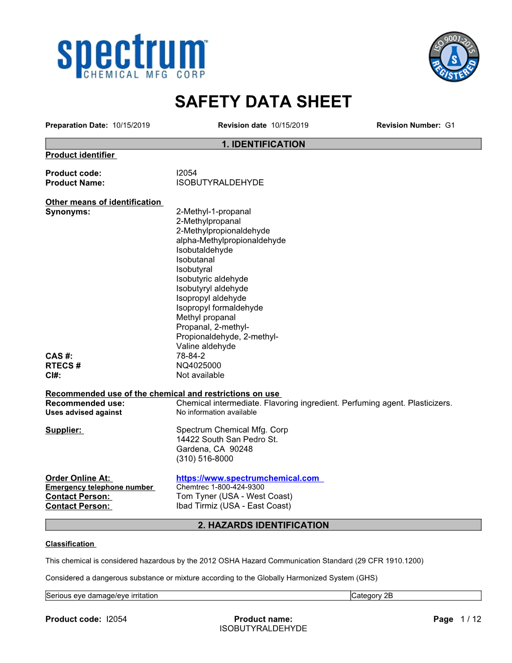 Safety Data Sheet