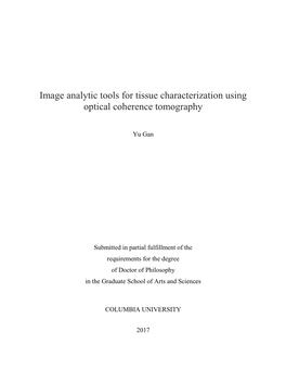Image Analytic Tools for Tissue Characterization Using Optical Coherence Tomography