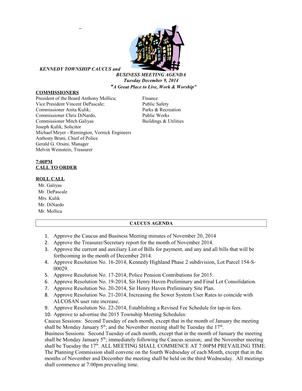 KENNEDY TOWNSHIP CAUCUS and BUSINESS MEETING AGENDA s1