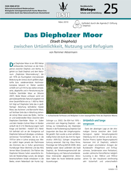 Das Diepholzer Moor (Stadt Diepholz) Zwischen Urtümlichkeit, Nutzung Und Refugium Von Remmer Akkermann