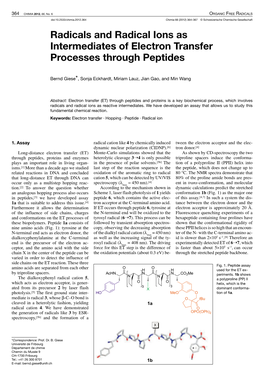 Radicals and Radical Ions As Intermediates of Electron Transfer Processes Through Peptides
