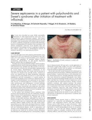 Severe Septicaemia in a Patient with Polychondritis and Sweet's