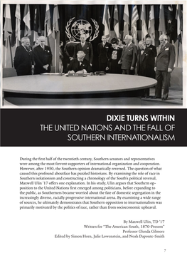 Dixie Turns Within the United Nations and the Fall of Southern Internationalism