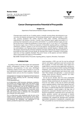 Cancer Chemopreventive Potential of Procyanidin