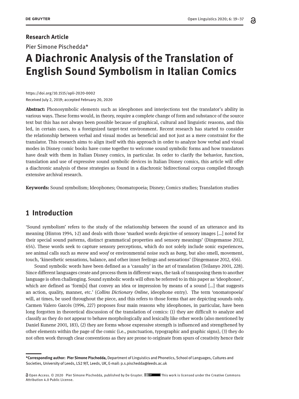 A Diachronic Analysis of the Translation of English Sound Symbolism in Italian Comics