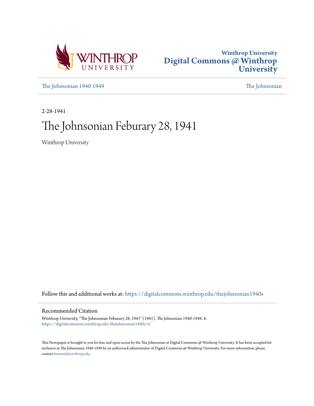 The Johnsonian Feburary 28, 1941