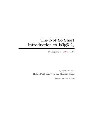 The Not So Short Introduction to Latex2ε