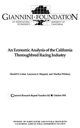 An Economic Analysis of the California Thoroughbred Racing Industry