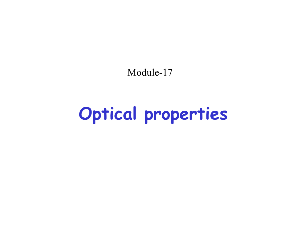 Optical Properties Contents