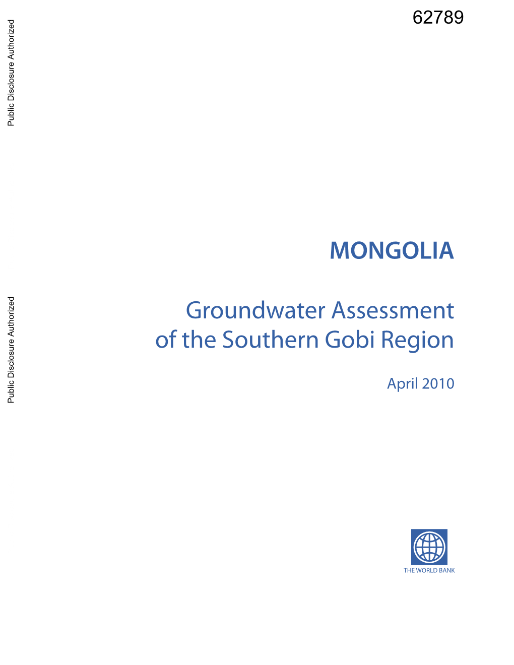 MONGOLIA Groundwater Assessment of the Southern Gobi Region