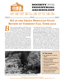 Society for Industrial Archeology Newsletter (SIAN) Vol. 39, No. 4