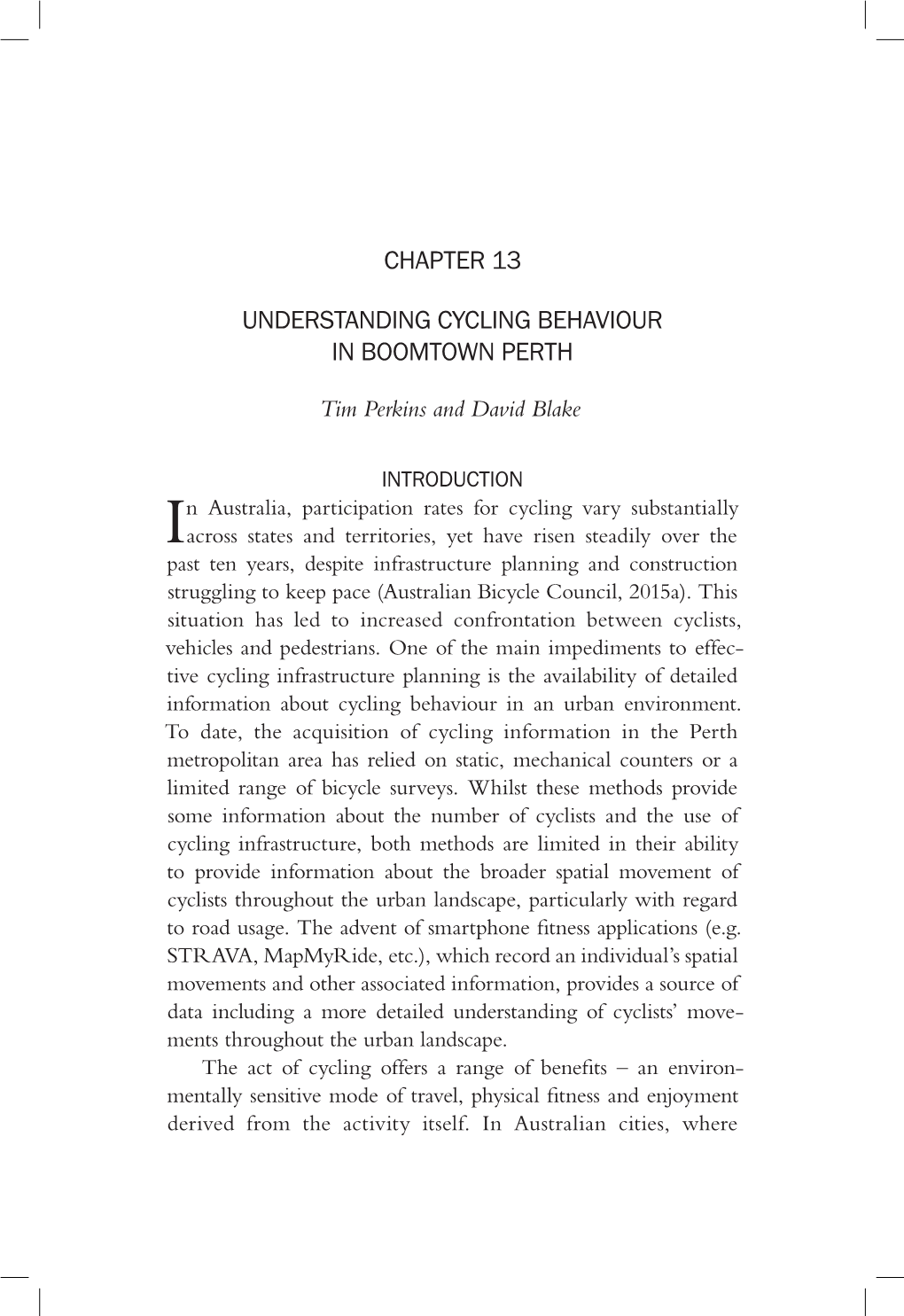 Chapter 13 Understanding Cycling Behaviour in Boomtown Perth