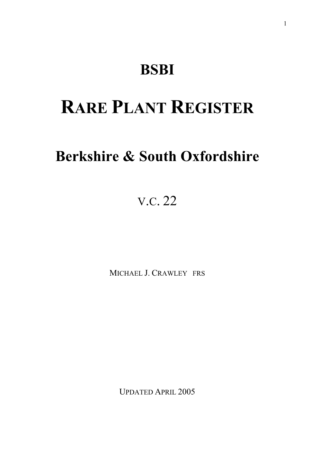 Rare Plant Register