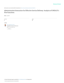 Administrative Interaction for Effective Service Delivery: Analysis of UNESCO's Five Functions