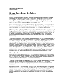Drama Goes Down the Tubes by Karen Hill