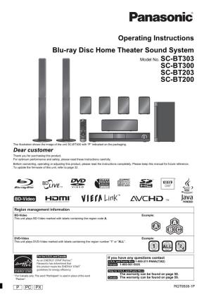 Operating Instructions Blu-Ray Disc Home Theater Sound System SC