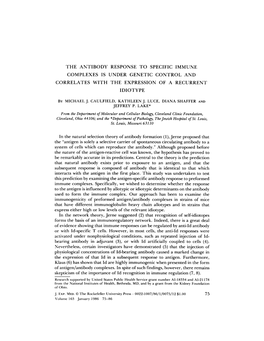 The Antibody Response to Specific Immune Complexes Is Under Genetic Control and Correlates with the Expression of a Recurrent Idiotype