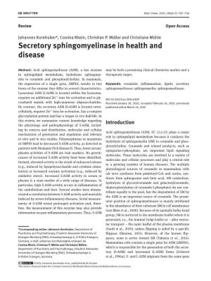 Secretory Sphingomyelinase in Health and Disease