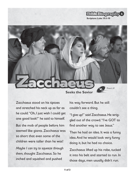 Seeks the Savior Zacchaeus Stood on His Tiptoes and Stretched His Neck