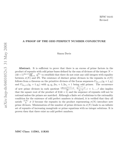 A Proof of the Odd Perfect Number Conjecture