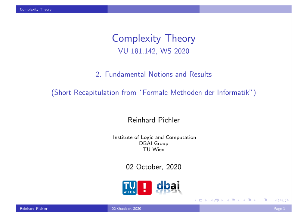 Complexity Theory