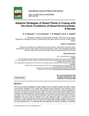 Adaptive Strategies of Desert Plants in Coping with the Harsh Conditions of Desert Environments: a Review