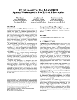 On the Security of TLS 1.3 and QUIC Against Weaknesses in PKCS#1 V1.5 Encryption