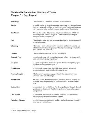 Multimedia Foundations Glossary of Terms Chapter 5 – Page Layout