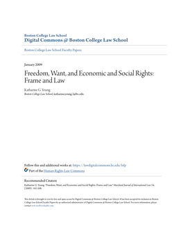 Freedom, Want, and Economic and Social Rights: Frame and Law Katharine G