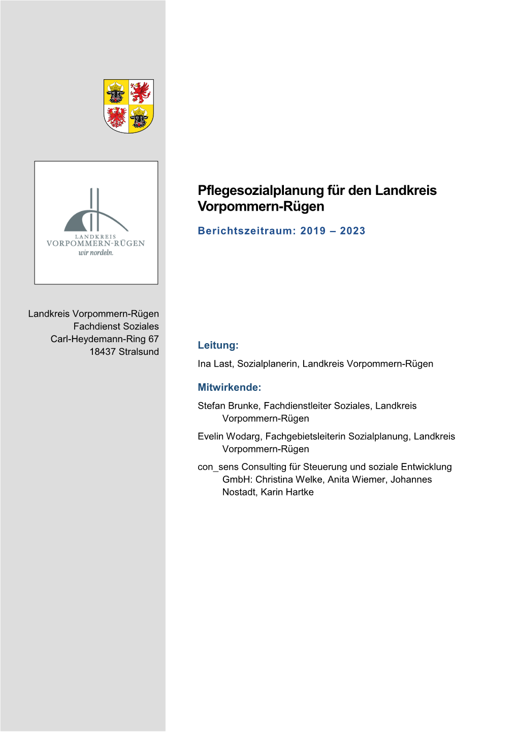 Pflegesozialplanung Für Den Landkreis Vorpommern-Rügen