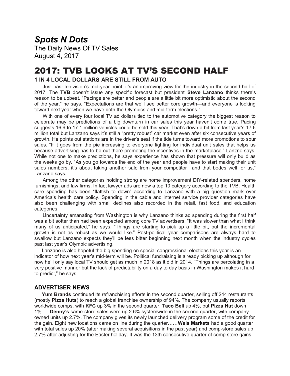 2017: Tvb Looks at Tv S Second Half